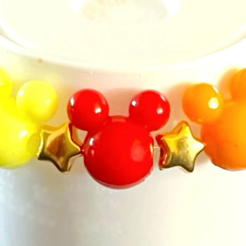 Stretch Bracelet w/ Mickey Mouse Charms & Gold Star Beads!